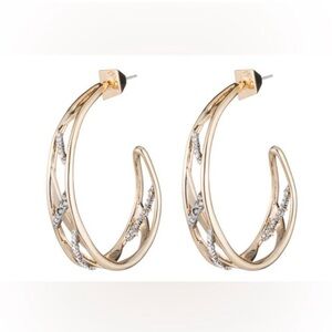 Alexis Bittar Gold-Tone Twisted Hoop Earrings with Crystal Detail